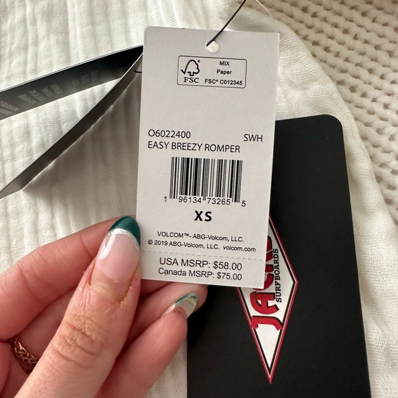 Volcom NWT White Easy Breezy Romper Coverup Size XS - Picture 6 of 12